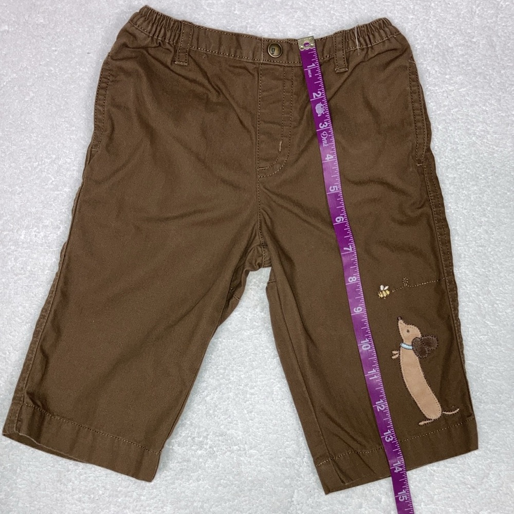 Gymboree Teenie Weenie Puppies Dachshund Dog brown Pants  6/12m